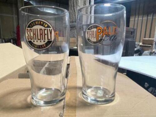 DESCRIPTION: (24) SCHLAFLY 16 OZ LOGO'ED MIXING GLASSES SIZE 16 OZ LOCATION: AREA #2 THIS LOT IS: SOLD BY THE PIECE QTY: 24