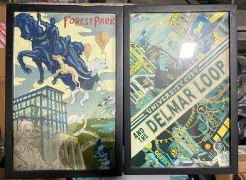 DESCRIPTION: (2) DELMAR LOOP THEMED FRAMED PRINTS LOCATION: AREA #4 THIS LOT IS: ONE MONEY QTY: 1