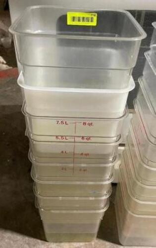 DESCRIPTION: (6) 8 QT PLASTIC CONTAINERS SIZE 8 QT LOCATION: AREA #2 THIS LOT IS: SOLD BY THE PIECE QTY: 6