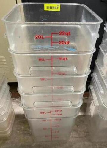 DESCRIPTION: (5) 22 QT PLASTIC CONTAINERS SIZE 22 QT LOCATION: AREA #2 THIS LOT IS: SOLD BY THE PIECE QTY: 5