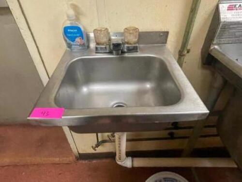 DESCRIPTION: WALL MOUNTED STAINLESS HAND SING LOCATION: KITCHEN QTY: 1