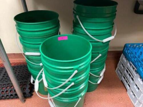 DESCRIPTION: (16) 5 GALLON PLASTIC BUCKETS W/ LIDS. LOCATION: KITCHEN THIS LOT IS: ONE MONEY QTY: 1