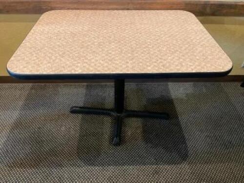 DESCRIPTION: 42" RECTANGULAR DINING TABLE SIZE 42"X30" LOCATION: SEATING QTY: 1