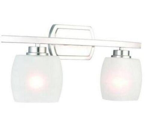 TAMWORTH 2-LIGHT BRUSHED NICKEL VANITY LIGHT WITH FROSTED GLASS SHADES