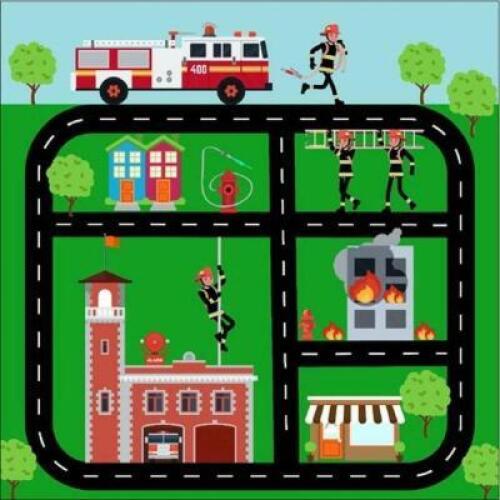(2) - FIRE TRUCK PLAY TOWN MATS