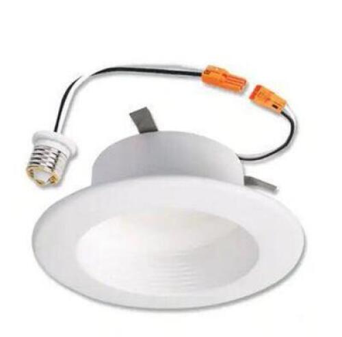 (4) - RL 4 IN. WHITE INTEGRATED LED RECESSED CEILING LIGHT FIXTURE RETROFIT BAFFLE TRIM WITH 90 CRI, 2700K WARM WHITE