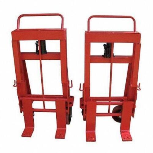 DESCRIPTION: (2) HYDRAULIC-LIFT MACHINERY AND EQUIPMENT MOVER WITH DUAL FORKS BRAND/MODEL: DAYTON #13V414 INFORMATION: RED RETAIL$: $2120.47 TOTAL SIZ