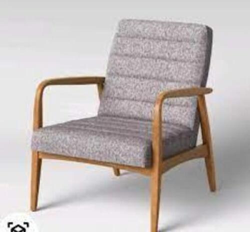 DESCRIPTION: (2) TUFTED WOOD ARM CHAIR BRAND/MODEL: PROJECT 62 INFORMATION: DARK GRAY RETAIL$: $67.50 EA SIZE: NORTHWAY CHANNEL QTY: 2