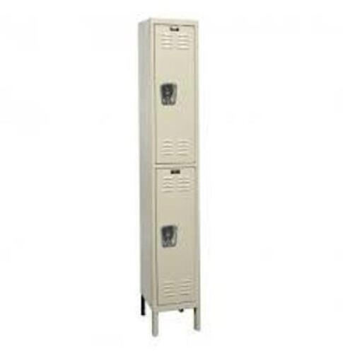 DESCRIPTION: (1) DOUBLE TIER 2 DOOR LOCKER BRAND/MODEL: HALLOWELL #T9FB2143007 INFORMATION: GRAY RETAIL$: 331.95 SIZE: 15"W 15"D 36"H QTY: 1