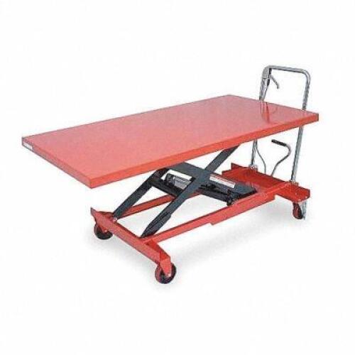 DESCRIPTION: (1) MANUAL MOBILE SCISSOR LIFT TABLE BRAND/MODEL: DAYTON #4ZC18 INFORMATION: RED RETAIL$: $1104.62 EA SIZE: 1000 LB CAPACITY QTY: 1