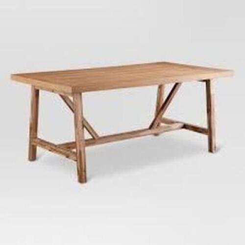 DESCRIPTION: (1) FARMHOUSE TRESLE TABLE BRAND/MODEL: WHEATON #249-04-2922 INFORMATION: ESPRESSO RETAIL$: $450.00 EA SIZE: IMAGES ARE FOR ILLUSTRATION