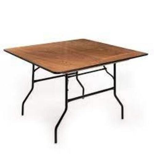 DESCRIPTION: (1) FOLDING SQUARE WOODEN TOP TABLE BRAND/MODEL: EMAX INFORMATION: WOOD TOP RETAIL$: $157.99 EA SIZE: 48" X 48" QTY: 1