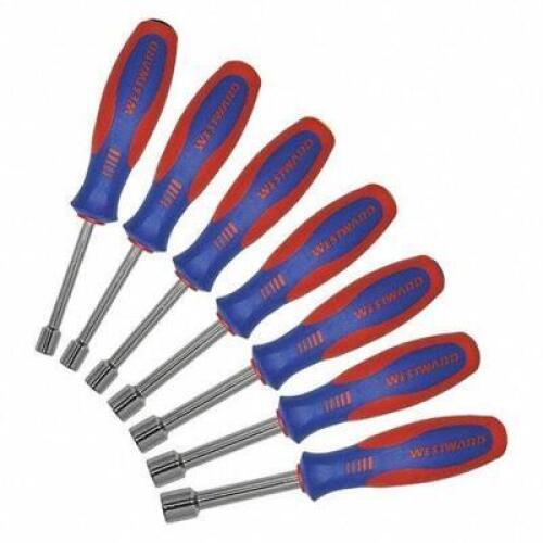 DESCRIPTION: (1) SET OF (7) HOLLOW SHANK NUT DRIVERSBRAND/MODEL: WESTWARD #401L17INFORMATION: BLUE AND REDRETAIL$: $49.93 EASIZE: 7 1/2 IN, 7 1/2 IN BOLT CLEARANCE, 3 IN SHANK LGQTY: 1