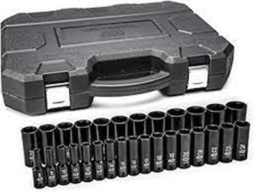DESCRIPTION: (1) IMPACT SOCKET SET AND CASEBRAND/MODEL: GEARWRENCHINFORMATION: BLACK, METRICRETAIL$: $178.25 TOTALSIZE: 29 PIECESQTY: 1