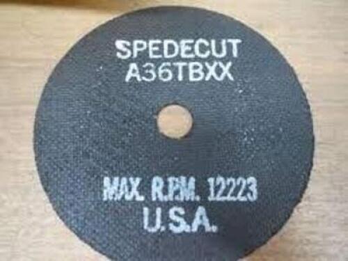 DESCRIPTION: (2) BOXES OF (50) CUT-OFF WHEELS BRAND/MODEL: SPEDECUT ABRASIVES #A36TBXX RETAIL$: $3.18 PER WHEEL SIZE: 3X1/8X1/4 QTY: 2