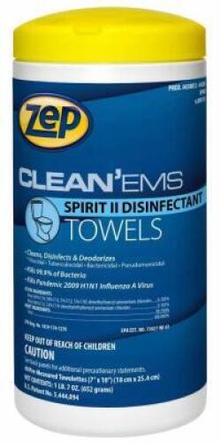 DESCRIPTION: (1) CASE OF (12) DISINFECTANT TOWELS BRAND/MODEL: ZEP #56LK23 RETAIL$: $127.86 TOTAL SIZE: 40 CT PER CONTAINER, 12 CONTAINERS PER CASE QT