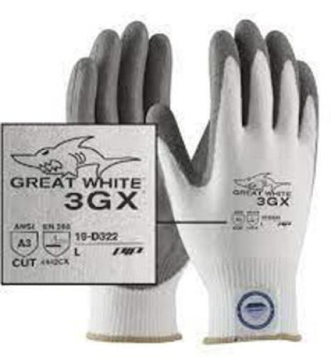 DESCRIPTION: (3) PACKS OF (12) PAIRS OF CUT RESISTANT GLOVES BRAND/MODEL: PIP #55TK01 INFORMATION: WHITE RETAIL$: $19.57 PER PAIR SIZE: MEDIUM QTY: 3