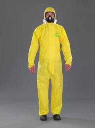 DESCRIPTION: (3) PACKS OF (5) HOODED CHEMICAL RESISTANT COVERALLS BRAND/MODEL: MICROCHEM #465F93 INFORMATION: YELLOW RETAIL$: $1000.00 TOTAL SIZE: SIZ