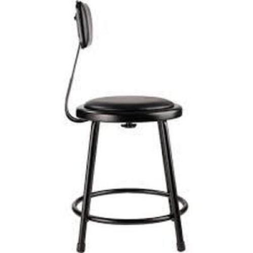 DESCRIPTION: (1) VINYL PADDED STOOL WITH BACKREST BRAND/MODEL: NATIONAL PUBLIC SEATING #12804928 INFORMATION: BLACK RETAIL$: $111.18 EA SIZE: 18" QTY: