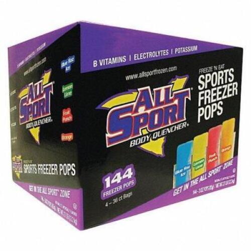DESCRIPTION: (1) CASE OF (144) FREEZER POP BRAND/MODEL: ALL SPORT #491N19 RETAIL$: $73.74 EA SIZE: 3 OZ QTY: 1