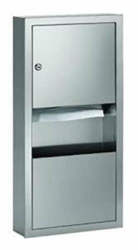 DESCRIPTION: (1) PAPER TOWEL DISPENSER AND WASTE RECEPTACLE BRAND/MODEL: BRADLEY #2291-000000 INFORMATION: STAINLESS RETAIL$: $209.81 EA SIZE: 2 GALLO