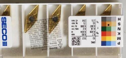 DESCRIPTION: (15) VNMG332-MF4 CARBIDE TURNING INSERTS BRAND/MODEL: SECO VNMG160408-MF4 TS2000 RETAIL$: $ 38.40 PER INSERT QTY: 15