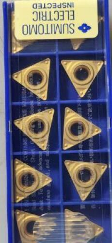 DESCRIPTION: (50) TPMT STYLE CARBIDE TURNING INSERTS BRAND/MODEL: SUMITOMO TPMT332ENF RETAIL$: 14.42 PER INSERT QTY: 50