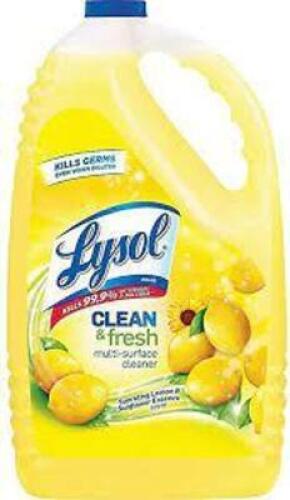 DESCRIPTION: (1) MULTI SURFACE CLEANER BRAND/MODEL: LYSOL CLEAN AND FRESH INFORMATION: LEMON RETAIL$: $10.00 EA SIZE: 1 GALLON QTY: 1