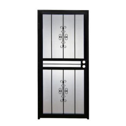 DESCRIPTION: 501 SERIES GENESIS STEEL BLACK PREHUNG SECURITY DOOR BRAND/MODEL: GRISHAM SIZE: 30"X80" RETAIL$: $289.00 QTY: 1