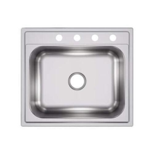 DESCRIPTION: PERGOLA DROP-IN STAINLESS STEEL 25" 4-HOLE SINGLE BOWL KITCHEN SINK BRAND/MODEL: ELKAY RETAIL$: $179.00 QTY: 1