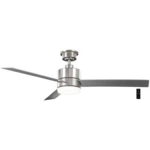 DESCRIPTION: MADISON 52" INTEGRATED LED BRUSHED NICKEL CEILING FAN WITH LIGHT BRAND/MODEL: HAMPTON BAY RETAIL$: $159.00 QTY: 1