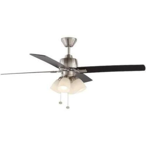DESCRIPTION: MALONE 54" LED BRUSHED NICKEL CEILING FAN WITH LIGHT KIT BRAND/MODEL: HAMPTON BAY RETAIL$: $109.00 QTY: 1