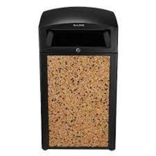 DESCRIPTION: (1) STONE PANEL TRASH RECEPTACLE WITH ASHTRAY BRAND/MODEL: ALPINE #472-40-STO INFORMATION: STONE WALLS RETAIL$: $643.49 EA SIZE: 40 GAL Q