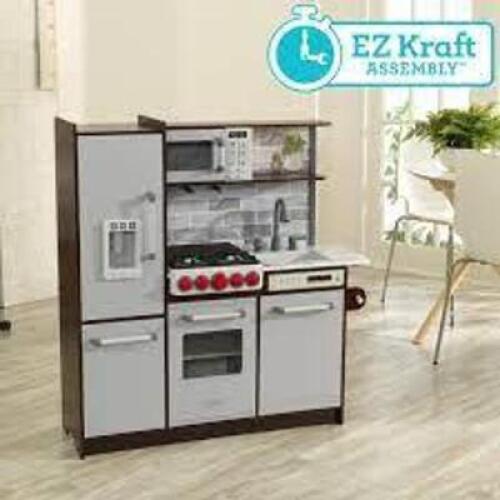 DESCRIPTION: (1) UPTOWN ELITE ESPRESSO PLAY KITCHEN BRAND/MODEL: KIDKRAFT #53426 RETAIL$: $219.99 EA QTY: 1
