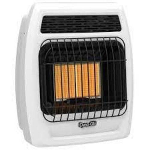 DESCRIPTION: (1) WALL-MOUNT INDOOR NATURAL GAS OR LIQUID PROPANE HEATER BRAND/MODEL: DYNA-GLO INFORMATION: WHITE RETAIL$: $159.00 EA QTY: 1