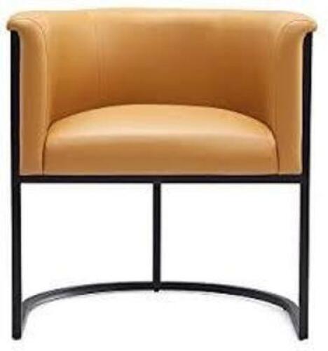 DESCRIPTION: (2) MID CENTRUY MODERN FAUX LEATHER DINING SADDLE CHAIR BRAND/MODEL: MANHATTAN COMFORT INFORMATION: YELLOW RETAIL$: $149.97 ES QTY: 2