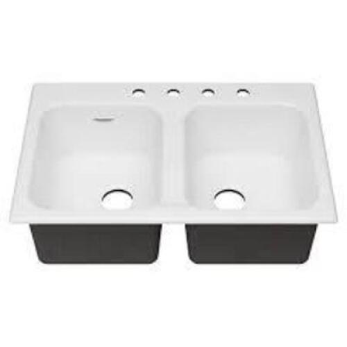 DESCRIPTION: (1) DOUBLE BOWL SINK BRAND/MODEL: AMERICAN STANDARD #77DB33224.308 INFORMATION: WHITE RETAIL$: $583.05 EA SIZE: 33" X 22" QTY: 1