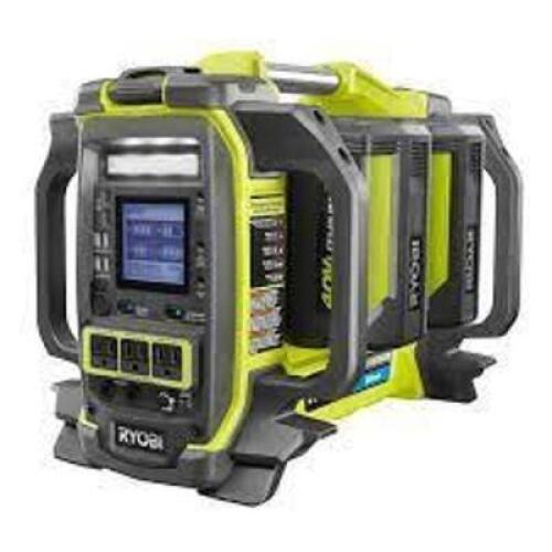 DESCRIPTION: (1) CHARGING POWER STATION WITH COVERBRAND/MODEL: RYOBIINFORMATION: GREEN, NO BATTERIES INCLUDEDRETAIL$: $749.00 EASIZE: 1800-WATTQTY: 1