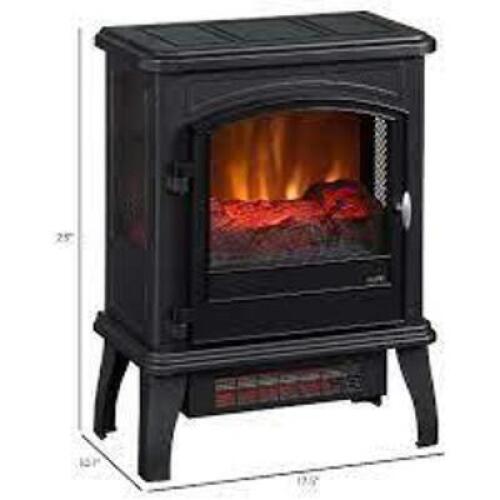 DESCRIPTION: (1) INFRARED ELECTRIC FIREPLACE STOVE HEATER BRAND/MODEL: DURAFLAME/DFI-470-28 INFORMATION: BLACK/DURABLE METAL BODY RETAIL$: $89.00 EA S
