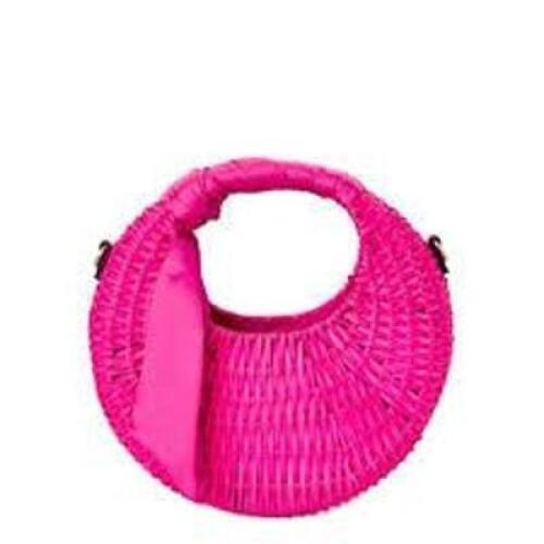 DESCRIPTION: (1) WOMEN'S SMALL STRAW CRESCENT CORSSBODY BAG BRAND/MODEL: SCOOP INFORMATION: ROSE VIOLET RETAIL$: 32 SIZE: 4.75� W x 4.75� H x 3� D QTY