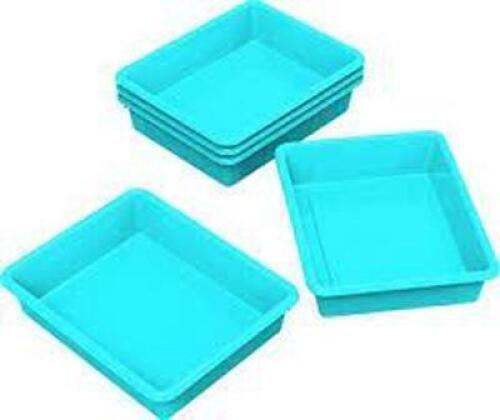 DESCRIPTION: (5) STORAGE TRAYSBRAND/MODEL: STOREX #62522U05CINFORMATION: TEALRETAIL$: $35.41 TOTALSIZE: 10 X 13 X 3QTY: 5