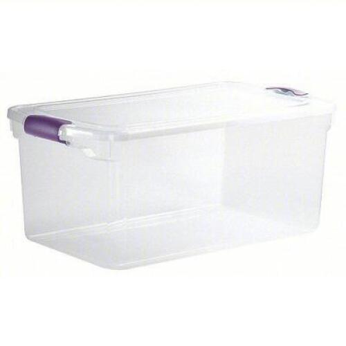 DESCRIPTION: (2) STORAGE TOTE BRAND/MODEL: HOMZ #49H267 INFORMATION: CLEAR RETAIL$: $23.12 EA SIZE: 6 gal, 28 3/4 in x 16 in x 10 5/8 in QTY: 2