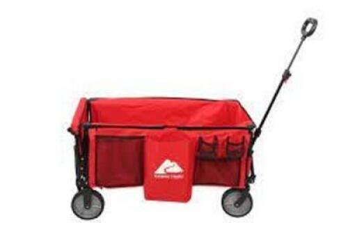 DESCRIPTION: (1) LARGE WAGON WITH EXTENDED HANDLEBRAND/MODEL: OZARK TRAILINFORMATION: REDRETAIL$: $118.00 EASIZE:&nbsp;40" x 22" x 35.5-50.5"QTY: 1