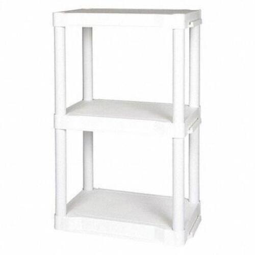 DESCRIPTION: (1) PLASTIC SHELVING BRAND/MODEL: PLANO MOLDING #54XT41 RETAIL$: $308.88 EA SIZE: 20 in x 12 in, 32 in Overall Hat, 3 Shelves QTY: 1