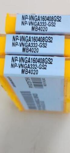 DESCRIPTION: (3) CBN NP-VNGA332 TURNING INSERTS BRAND/MODEL: MITSUBISHI NP-VNGA160408GS2 MB4020 RETAIL$: 65.31 PER INSERT QTY: 3