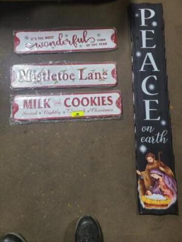 DESCRIPTION: (4) VARIOUS CHRISTMAS DECOR SIGNS QTY: 4