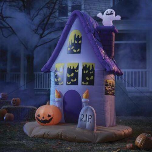 DESCRIPTION 8 FT Lit Spooky House Inflatable CONDITION Appears New - Inspected Good - In Box - Retail - $139.99 - Includes Inflatable, Power cord, and