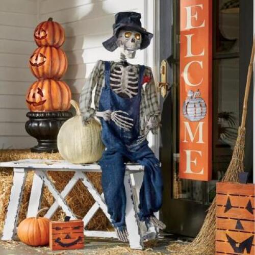 DESCRIPTION Life Sized Lit Sounding Spooky Skeleton CONDITION Appears New - Inspected Good - In Box - Retail - $79.99 ADDITIONAL INFO Plays spooky mus