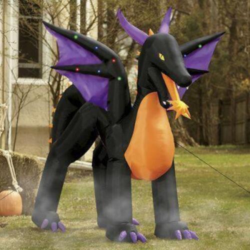 DESCRIPTION Lighted Mythical Inflatable Dragon CONDITION Tested Good - In Box - Retail - $129.99 - Includes Inflatable, Power cord, and Blower DIMENSI