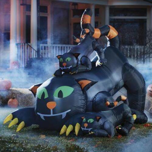 DESCRIPTION Large Lighted Inflatable Black Cat CONDITION Tested Good - In Box - Includes Nylon Inflatable, & Power Cord - Retail - $139.99 DIMENSIONS